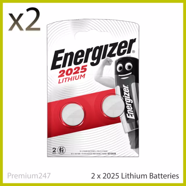 Energizer CR2025 3V Lithium Coin Cell Battery DL 2025 - Pack of 2 Longest Expiry