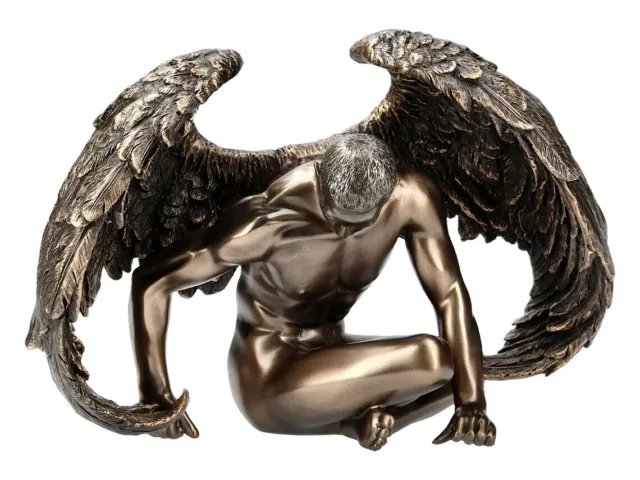 Winged Nude Male Angel Based on Hands Cold Cast Bronze & Resin Statue Sculpture