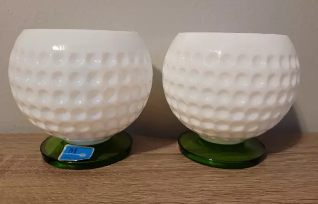 2 Matching Signed Vintage Morgantown Art Glass Golf Ball Glasses West Virginia 2 Matching Signed Vintage Morgantown Art Glass Golf Ball Glasses West Virginia