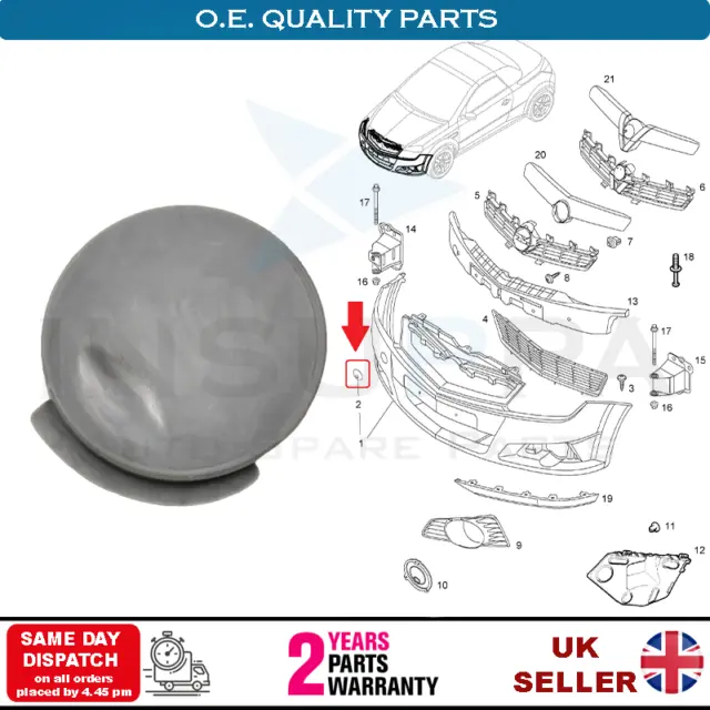 FOR VAUXHALL OPEL Corsa C Meriva Front Bumper Tow Hook Eye Cover