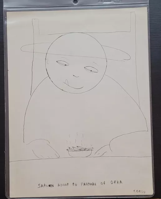 Gregory Corso Beat Generation Drawing Signed Saturn Family Scarce Wow