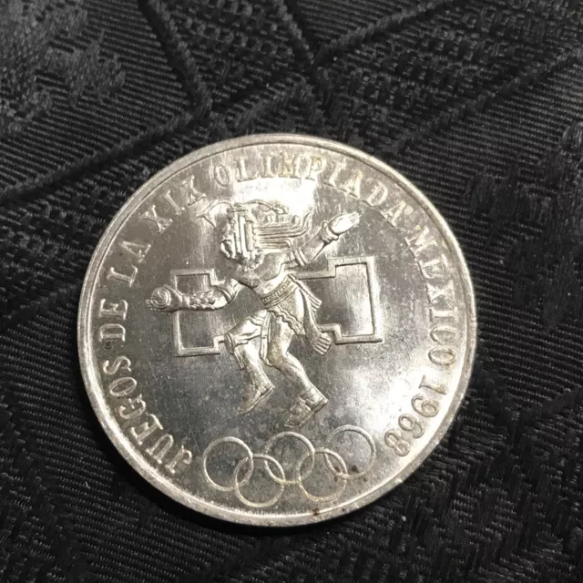 (1) 1968 Mexico 25 Pesos Silver Olympic Coin XF - BU free ship