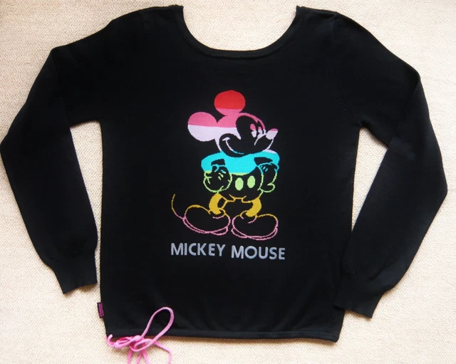 NEUF PULL Forme Sweat En Coton Noir Avec Mickey Couleur