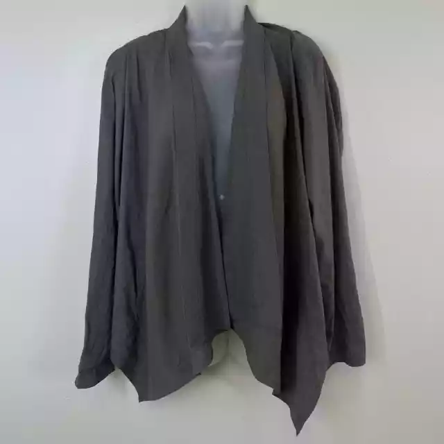 Eileen Fisher Jacket Top Womens 1X Linen Viscose Stretch Dapple Cascading Gray