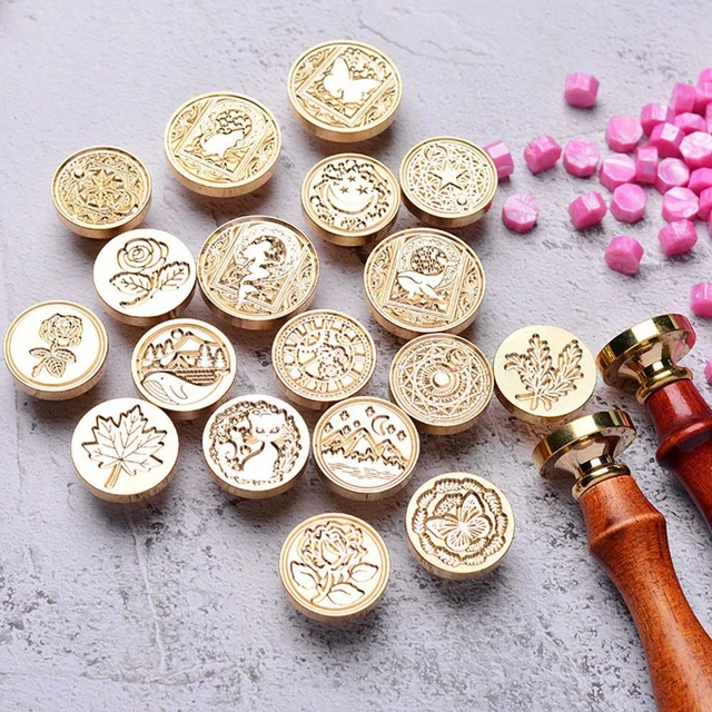 Timbre De Cire Rose, Timbre De Sceau De Cire, Timbres Rétro Avec Poignée, Timbre De Sceau De