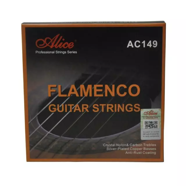 Alice Flamenco Guitar Strings Crystal Nylon Silver Plated Normal Tension AC149N