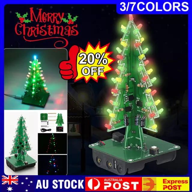 DIY 3D LED Flashing Christmas Tree Circuit Kits Glitter Electronic Learning Sets