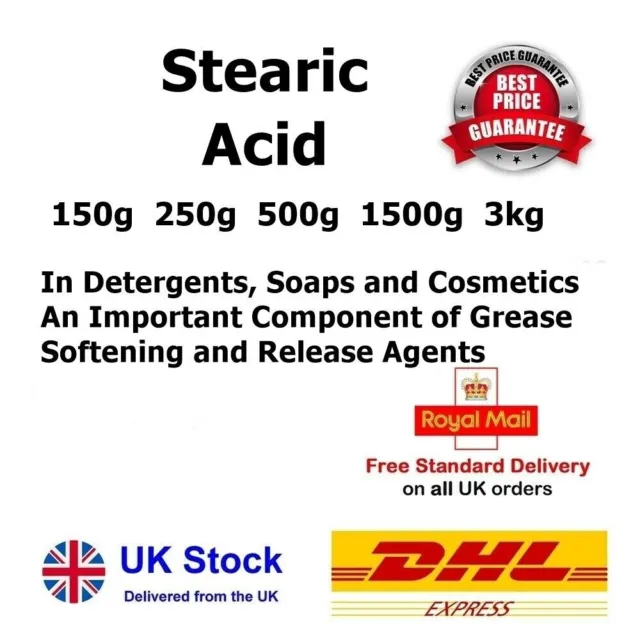 150g - 3kg STEARIC ACID Stearin * Soap Making, Cosmetics,