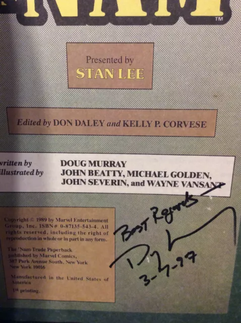 Marvel Comics The 'Nam Volume 3 1st Edition 1989 Signed Copy Doug Murray Beatty 2