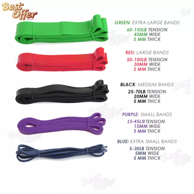 SET POWER Heavy Duty RESISTANCE BAND Gym Yoga LOOP Exercise Fitness Workout Band