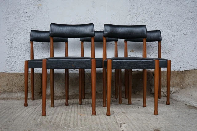 5x Designer Dining Room Chairs Chair Vintage 60s Mid Century Danish 60er Chairs