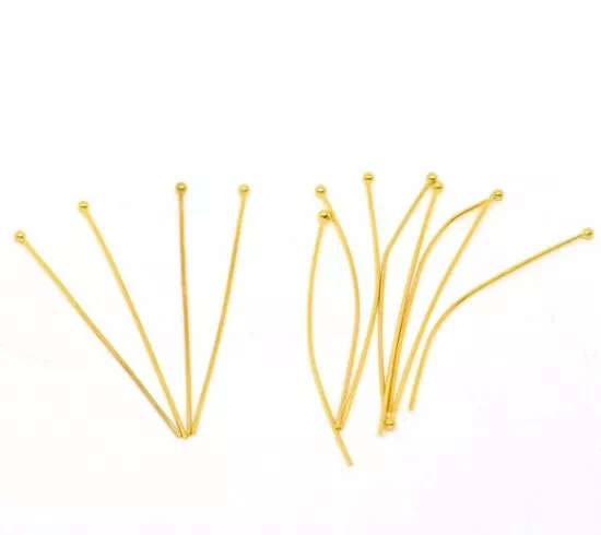 50 Pcs Gold Plated BALL PINS Ball Head Pins Findings 16-70mm Craft ( 2)