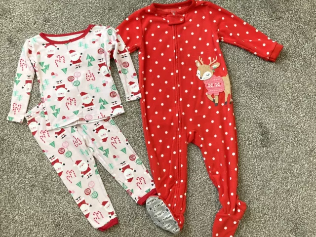 Carter’s PJs 2-piece Snug Fit And Fleece Zipper Baby Girls Christmas 18 Months