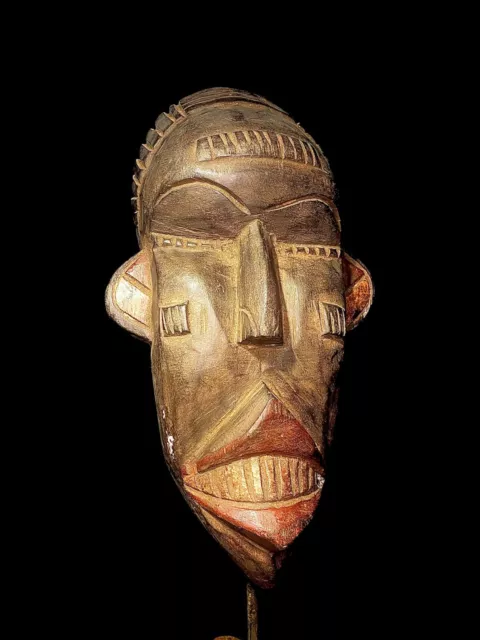 African Tribal Face Mask Wood Hand Carved Wall dan kran coast , 2044
