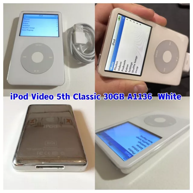 APPLE iPOD CLASSIC 5 GEN. WHITE 30GB...WOLFSON CHIP...NEW BATTERY - LOT