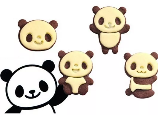 Set of 4 Panda Cookie Cutter Mould Biscuits Super Kawaii Cute Pastry Baking 2