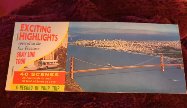 San Francisco Gray Line Tour Postcard Book - 20 postcards in book Unused 1960s