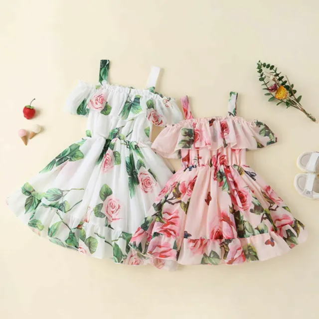 Toddler Baby Girls Floral Dress Princess Ruffled Sundress Clothing Party Casual