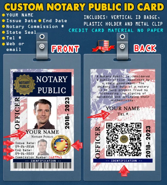 CUSTOM PVC ID Card w/ Clip for NOTARY PUBLIC. Everything Custom 2