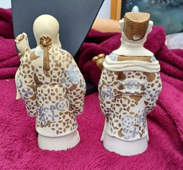 Pair of Chinese Resin? Hand Painted  Wise Men Buddhist  Japanese Figures 2