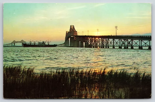 Bridge~Cooper River Bridge @ Sunset Charleston South Carolina~Vintage Postcard
