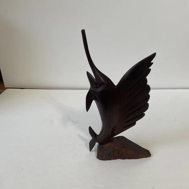 VTG Ironwood Swordfish Hand Carved Wooden Marlin Sailfish 10” Fish Statue