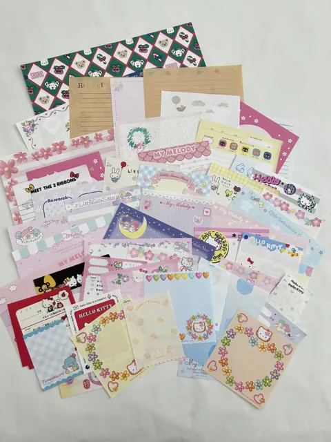 Sanrio Kawaii Stationery Lot of 50 Memo Pad Sheets (some vintage) In Sanrio Bag