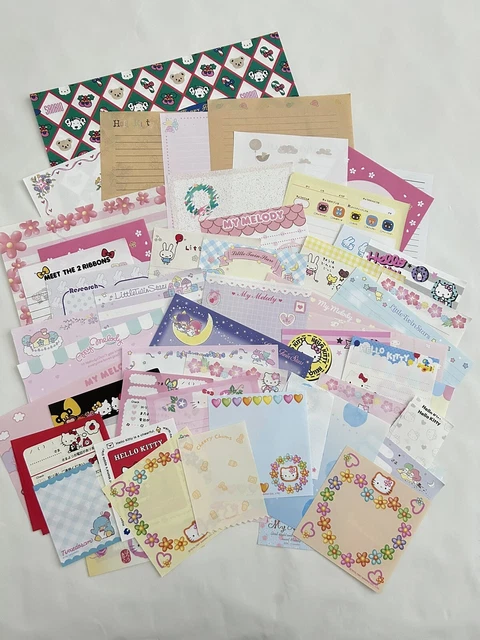 Sanrio Kawaii Stationery Lot of 50 Memo Pad Sheets (some vintage) In Sanrio Bag