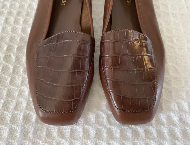 classic ENZO Angolini Liberty Leather Ballet Ballerina Flats $79 Brown Croc 5.5 2