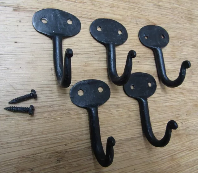 5 X BEAN END 50mm Iron hand forged blacksmith Single robe keys hanging hooks