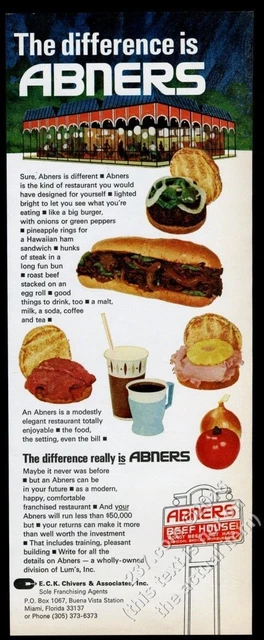 1969 Abners Beef House restaurant food photo vintage print ad