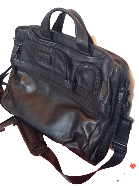 TUMI Alpha 2 Black Leather Briefcase Laptop Bag!  96141D2 EXCELLENT