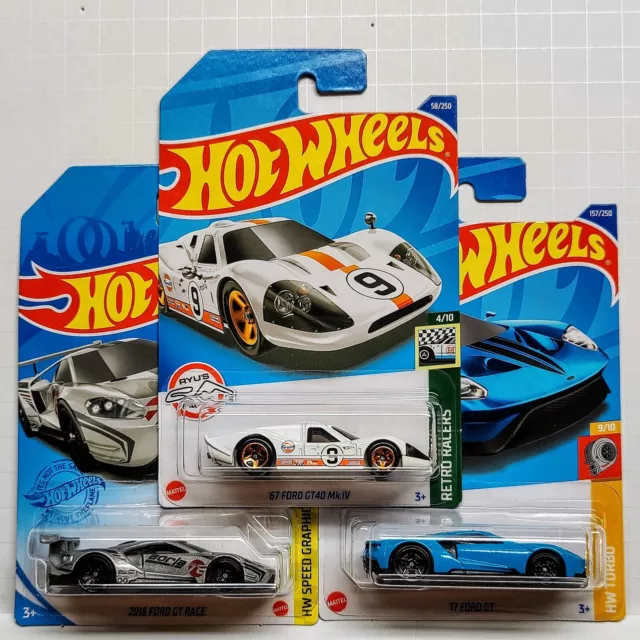 Hot Wheels '17 Ford GT White 67 Ford GT40 MK.IV Gumball 3000 Gran Turismo  Lot