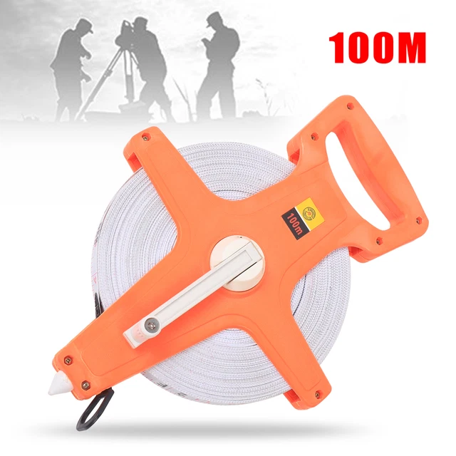 100M 300FT GLASS Fiber Measuring Tape Surveying Measure Reel Inch
