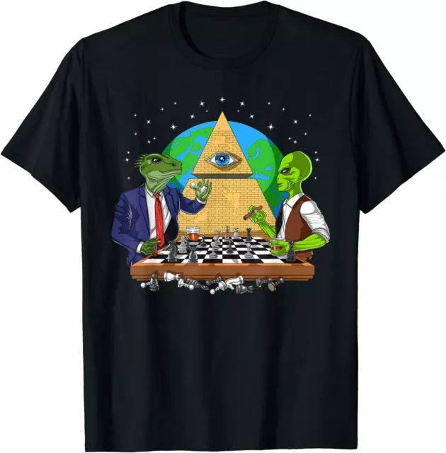 NEW LIMITED Space Aliens Illuminati Masonic Chess Cosmic All Seeing Eye T-Shirt