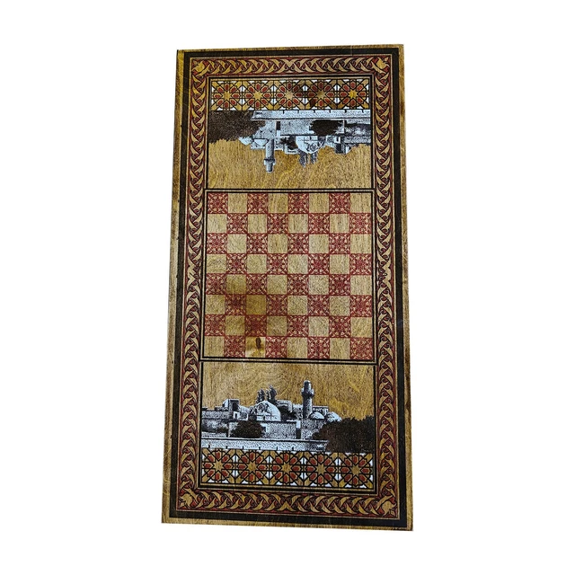 HANDMADE WOODEN BACKGAMMON Traditional Azerbaijan Game Board Set and