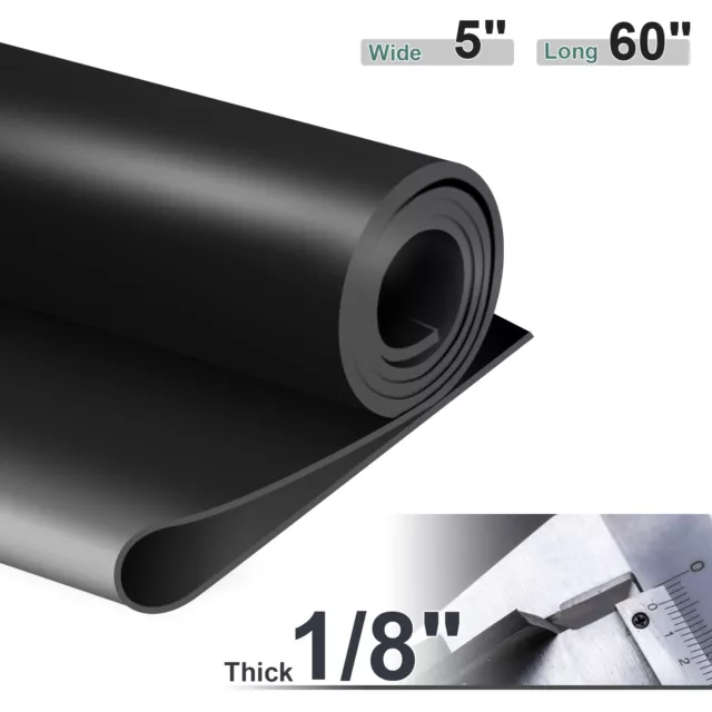Neoprene Rubber Sheet 1/8” Solid Rubber Flooring Pads 5" W x 60"L Wear-resistant