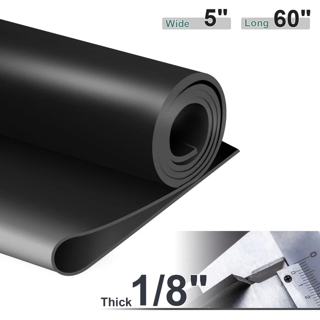 Neoprene Rubber Sheet 1/8” Solid Rubber Flooring Pads 5" W x 60"L Wear-resistant
