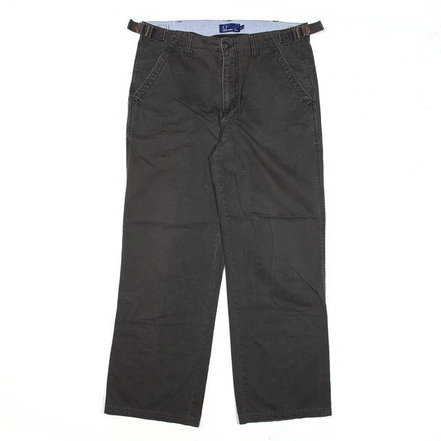 FRED PERRY pantaloni dritti neri rilassati da uomo W32 L29