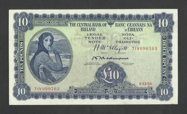 CENTRAL BANK OF IRELAND  £10    1954  LADY LAVERY    P59c