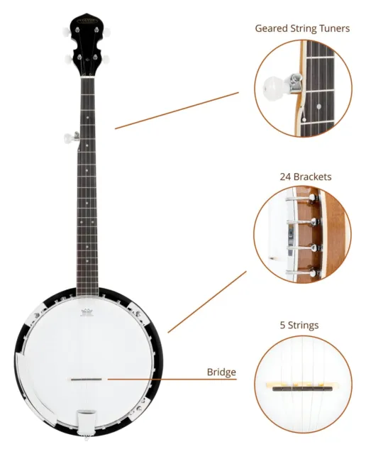 Banjo Folk Guitare Bluegrass 5 Cordes Résonateur avec 11'' Peau originale Remo 3