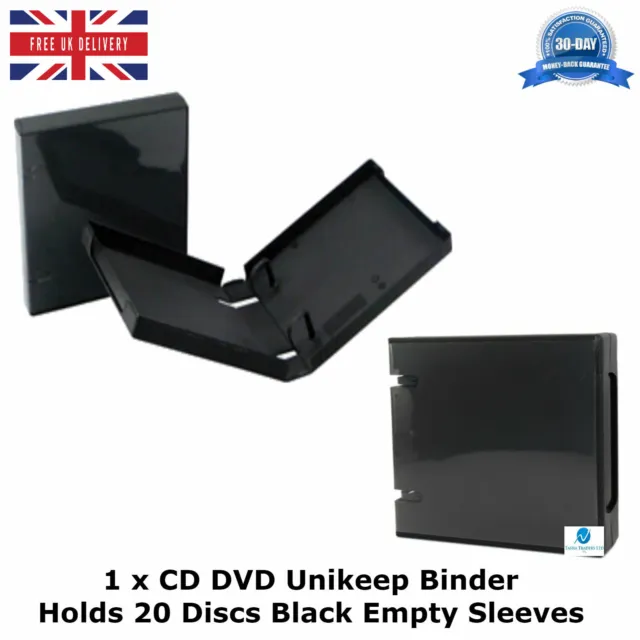 1 x Black Unikeep Binders CD DVD Holds 20 Discs Empty Replacement Cases Covers