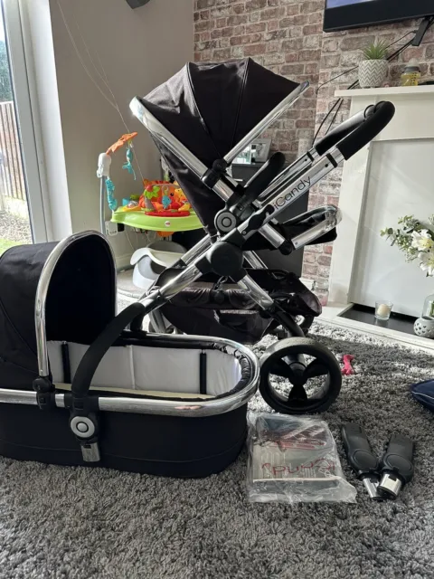icandy peach travel system pram in black and silver