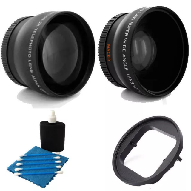 Wide Lens + 2x Telephoto Lens + Adapter Ring Bundle For GoPro Hero9, Hero10,