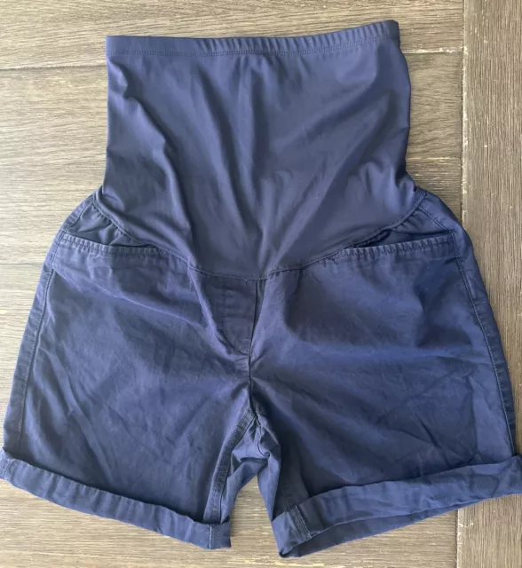 GAP Maternity Khakis By Gap Over the Belly Panel Shorts Boyfriend Roll-Up Blue 6 2