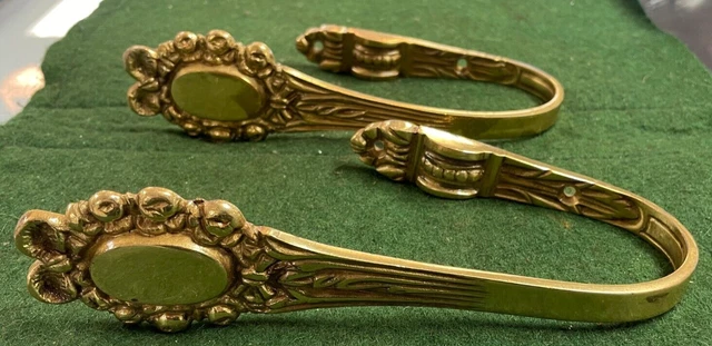 Pair Of Antique Brass Curtain Tie Backs/ Hooks
