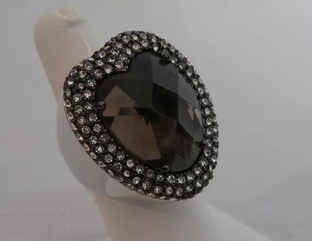 Park Lane "INDULGE" Ring Smoky Topaz Crystal  Heart Ring - Size 8 - Reg. $142