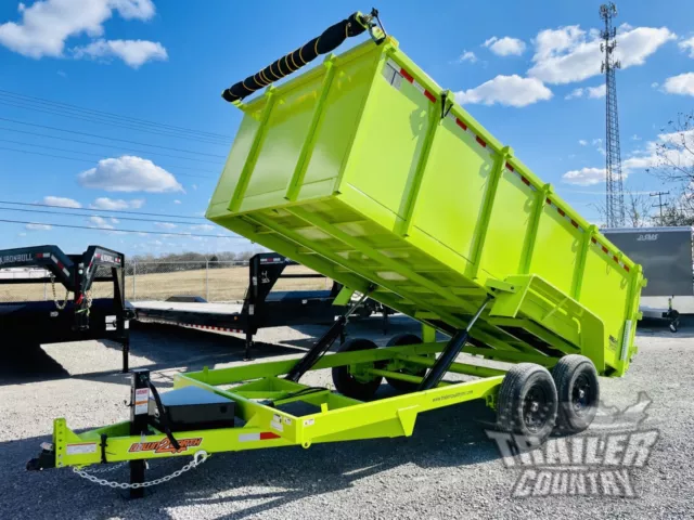 NEW 7 X 16 14K GVWR Hydraulic Power UP & DOWN Dump Trailer Hauler 1 Piece Floor