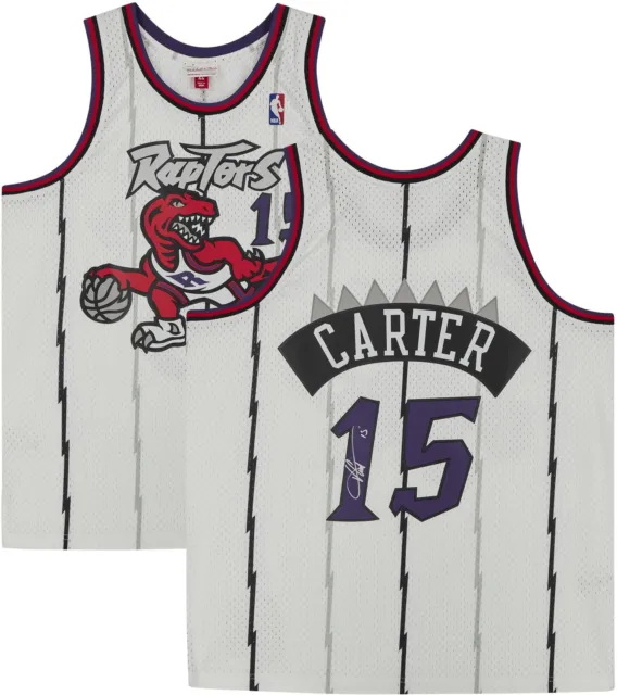 Vince Carter Toronto Raptors Signed White 1998 Mitchell & Ness Swingman Jersey