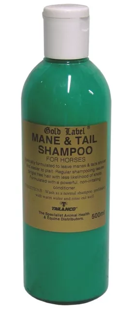 Gold Label Mane, Coat & Tail Shampoo & Conditioner For Horses  500ml